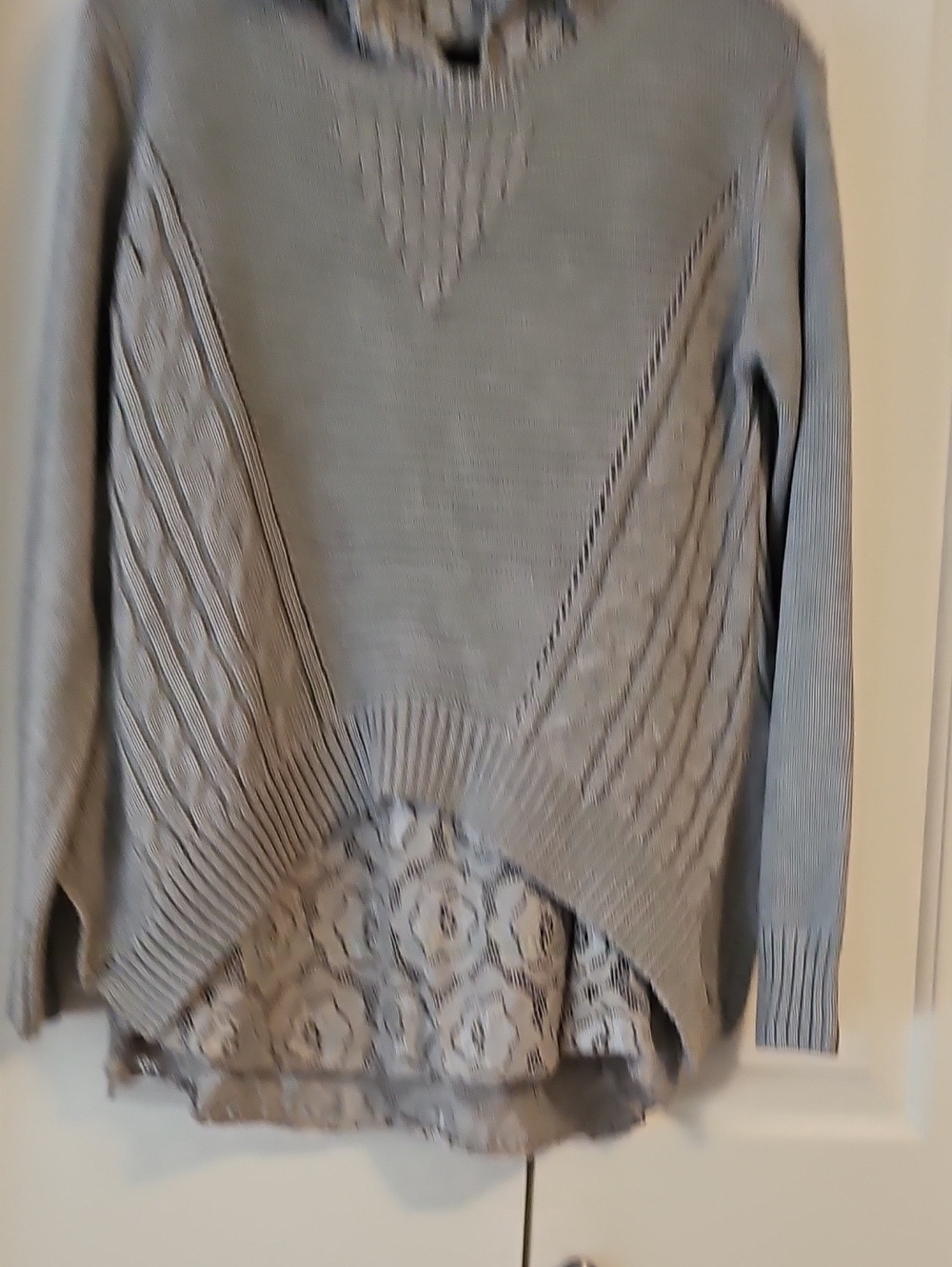 Women's Grey Cable-Knit Layered Sweater
